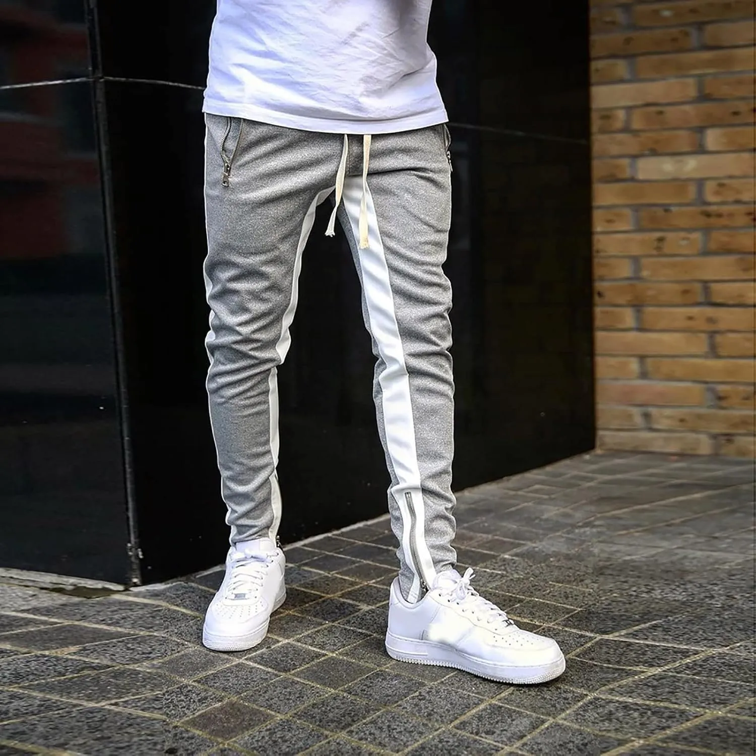 Cargo Pants for Men Big and Tall, Gym Athletic Running Track 5 Pocket Winter Sweat Pants Athletic Pants for Men Cargo