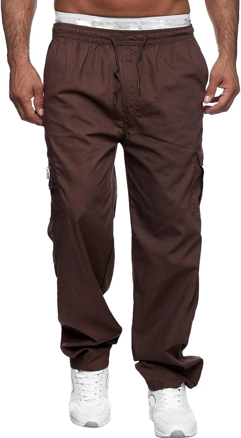Cargo Pants for Men Work Pockets Mens Sweatpants Slim Fit Sports Active Joggers for Men Elastic Waist Mens Sweatpants