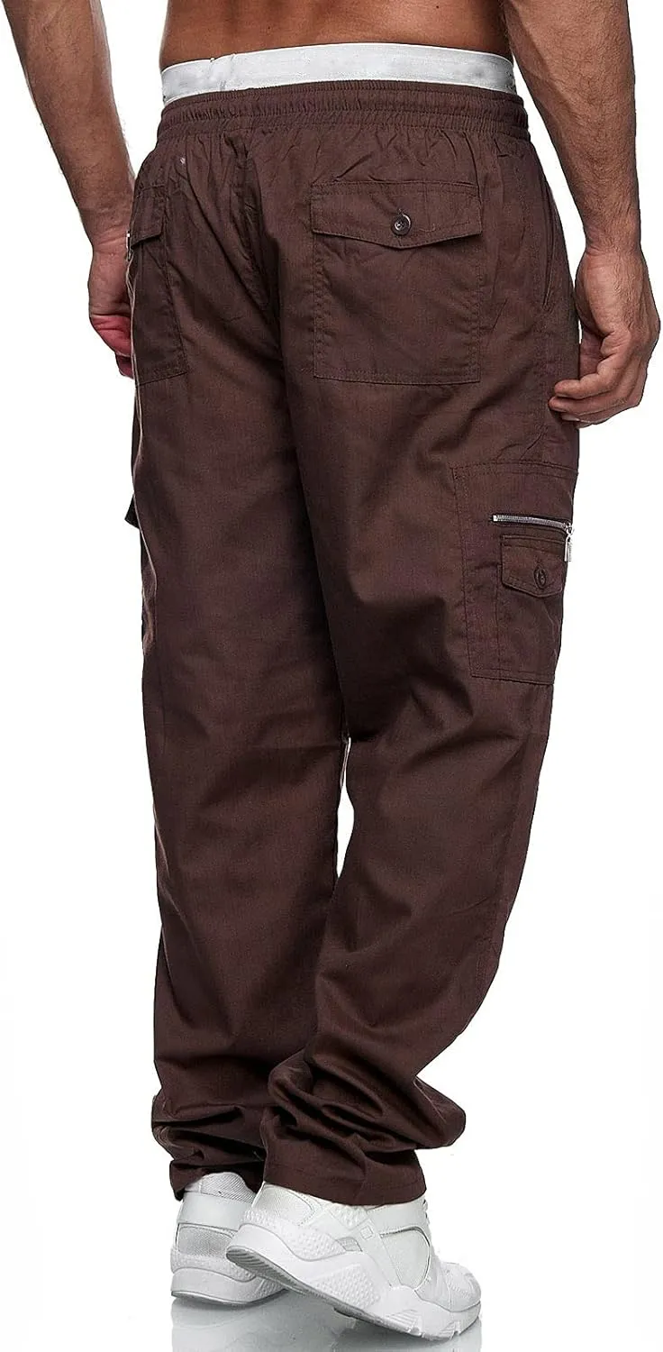 Cargo Pants for Men Work Pockets Mens Sweatpants Slim Fit Sports Active Joggers for Men Elastic Waist Mens Sweatpants