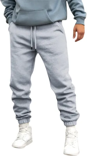 Cargo Trousers for Men Bottom Cargo Pants Elastic Waist Drawstring Baggy Joggers Mens Heavyweight Fleece Sweatpants