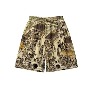 Fashion Casual  Printed Harajuku Japan Style Men Beach Shorts
