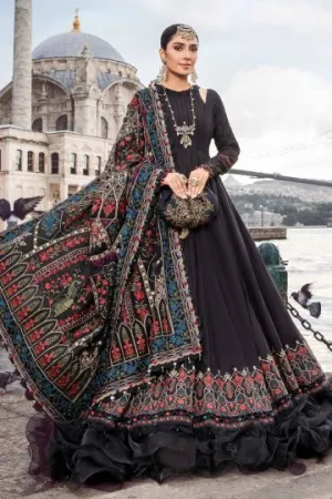 MARIA B WINTER LINEN COLLECTION BLACK DL-1101
