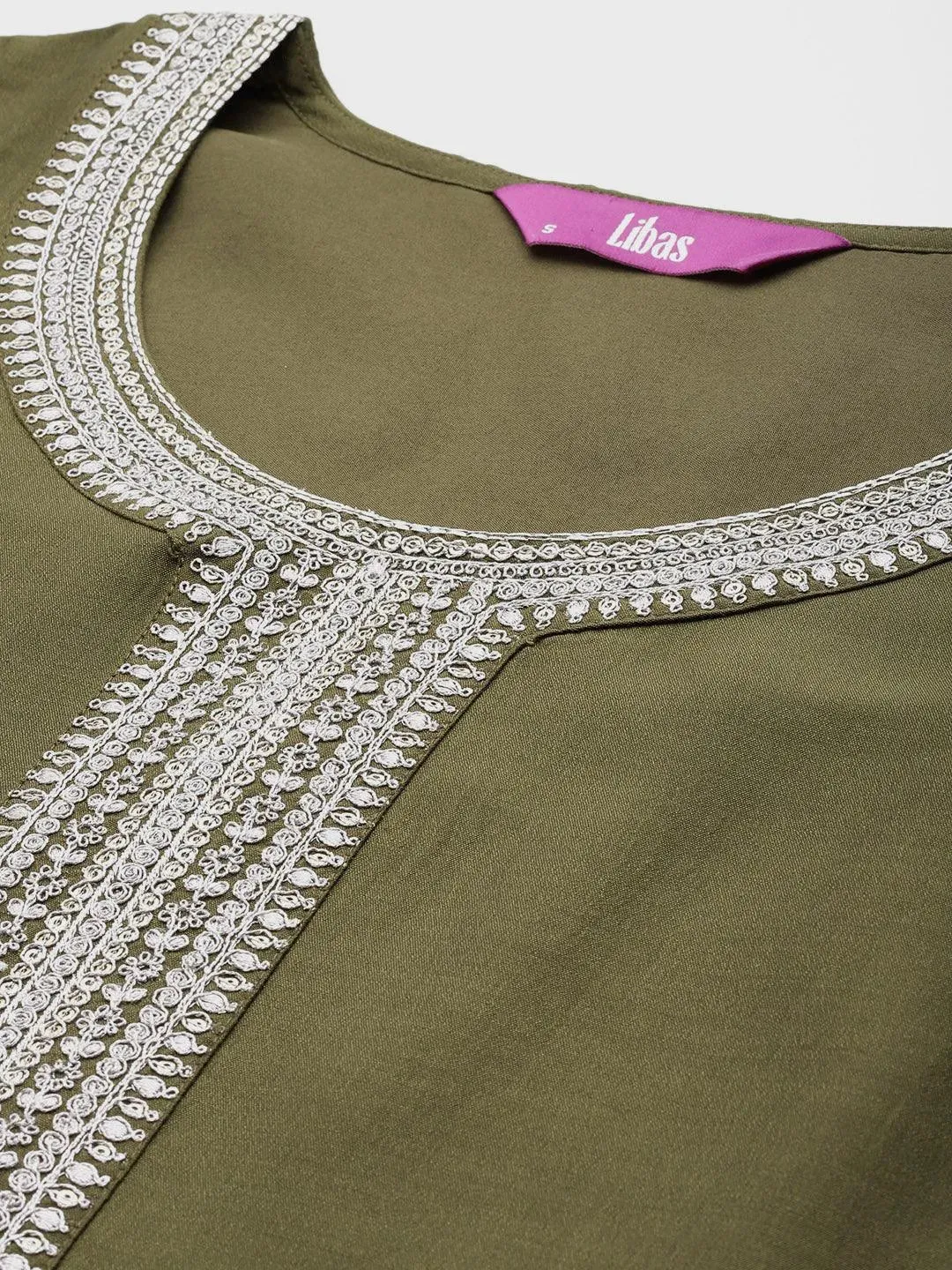 Olive Yoke Design Silk Blend Pakistani Suit