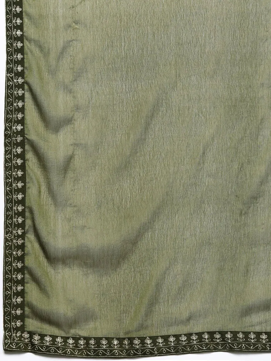 Olive Yoke Design Silk Blend Straight Suit With Dupatta