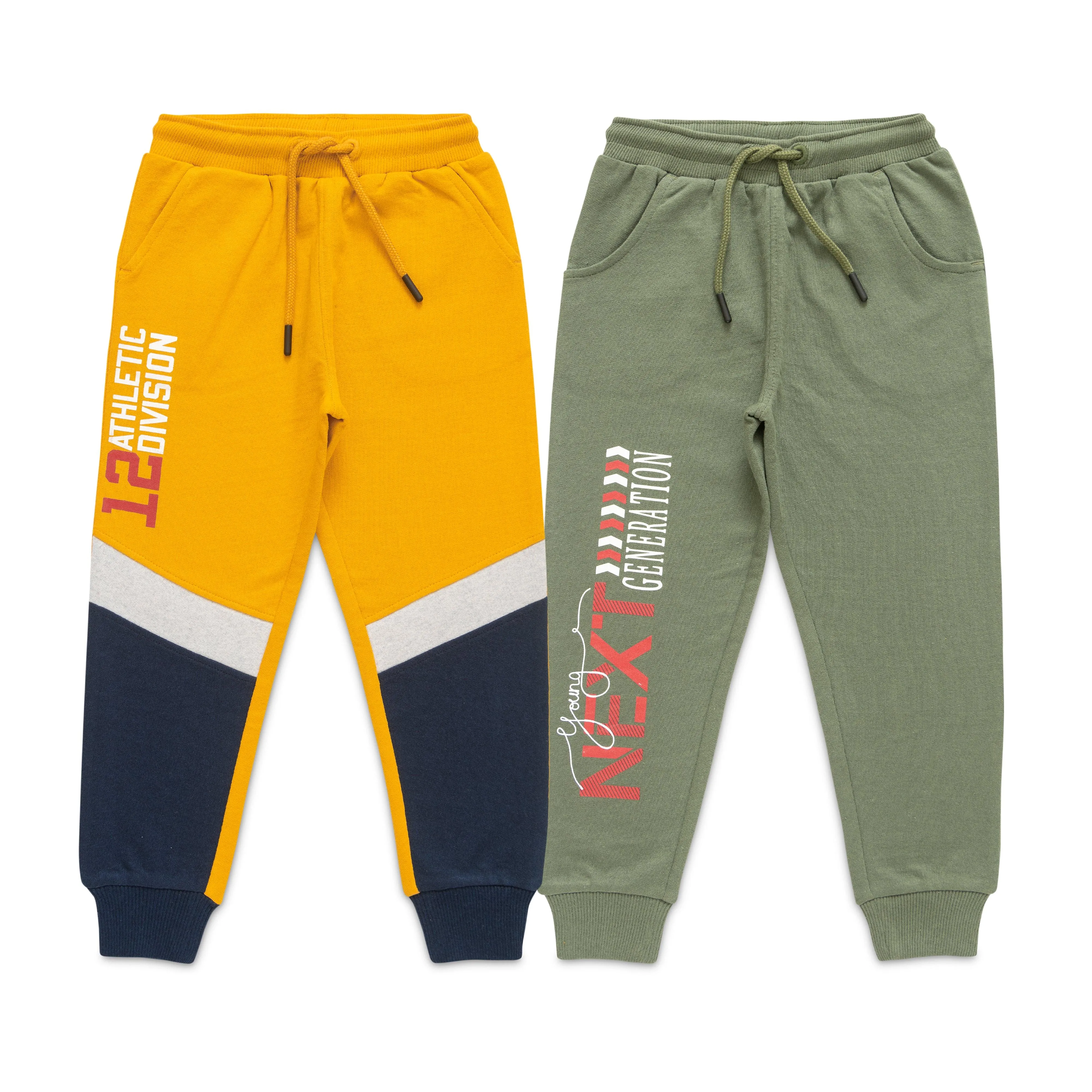 "Boys' Jogger Pants  Pack of 2, Sporty 'Next Generation' & 'Athletic Division' Prints, Cotton Blend"