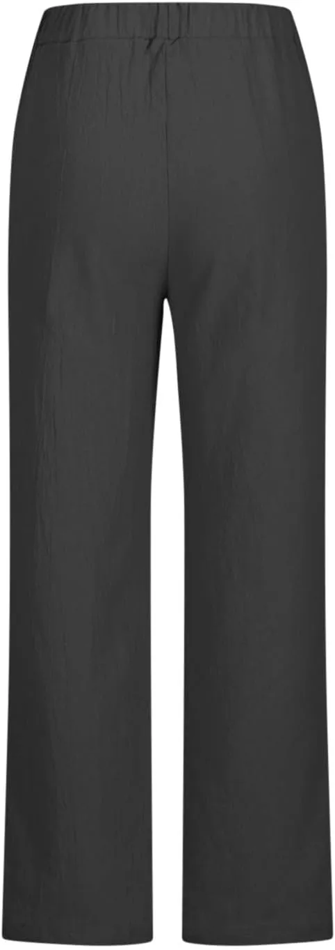 Wide Leg Pants Women Plus Size Cotton Linen Trousers Dressy Casual Drawstring High Waist Straight Pants Summer Pants